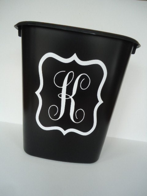 Personalized monogrammed trash can