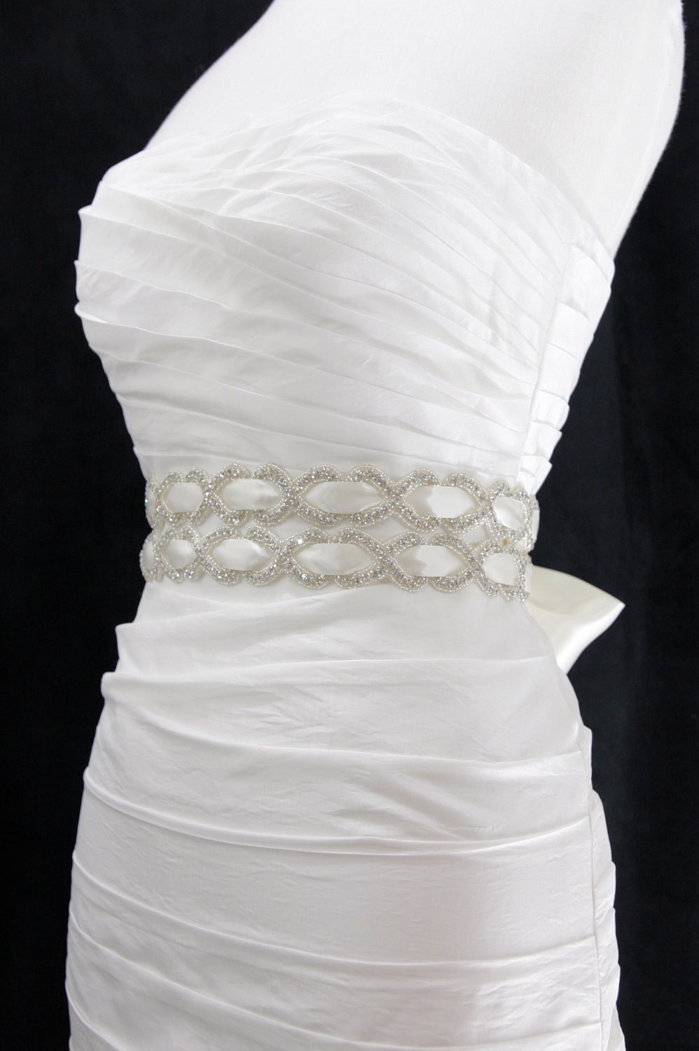 Crystal Bridal Ribbon Sash Belt - Glambition