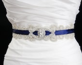 Crystal beaded bridal sash-  Vintage Inspired
