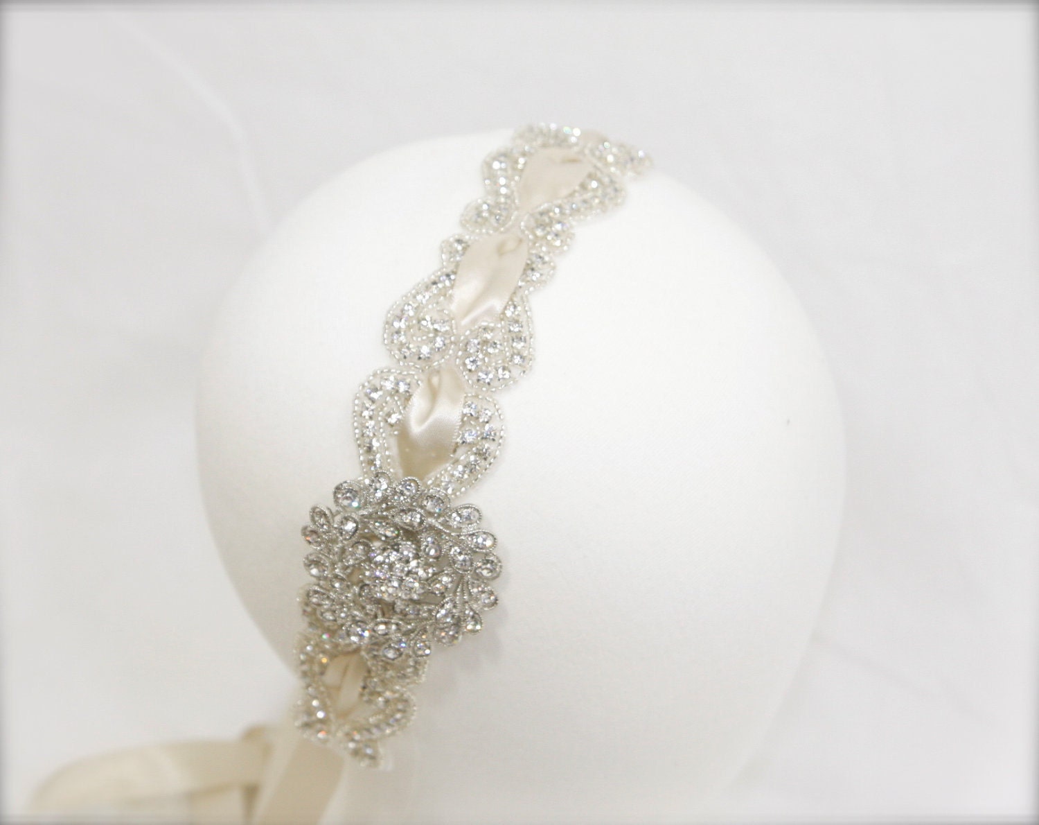 Bridal  Crystal Headband- Vintage l'amour, bridal head piece