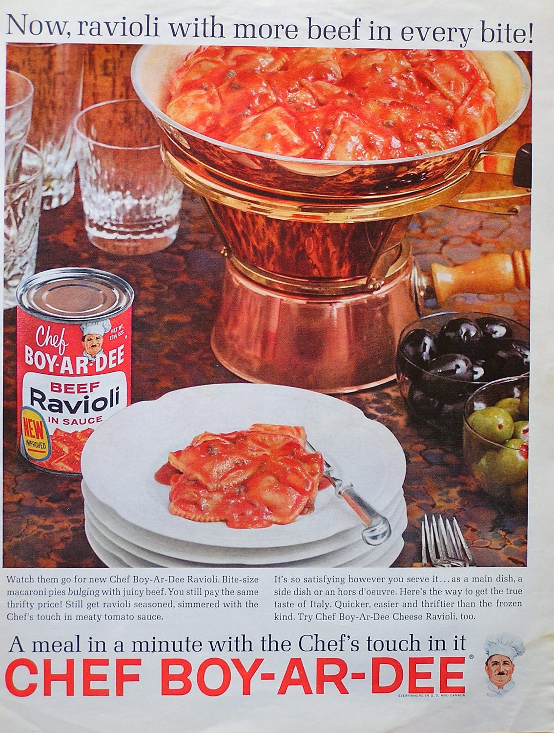 Vintage 1955 Ladies Home Journal Ad Chef Boyardee Awesome Food Photograph