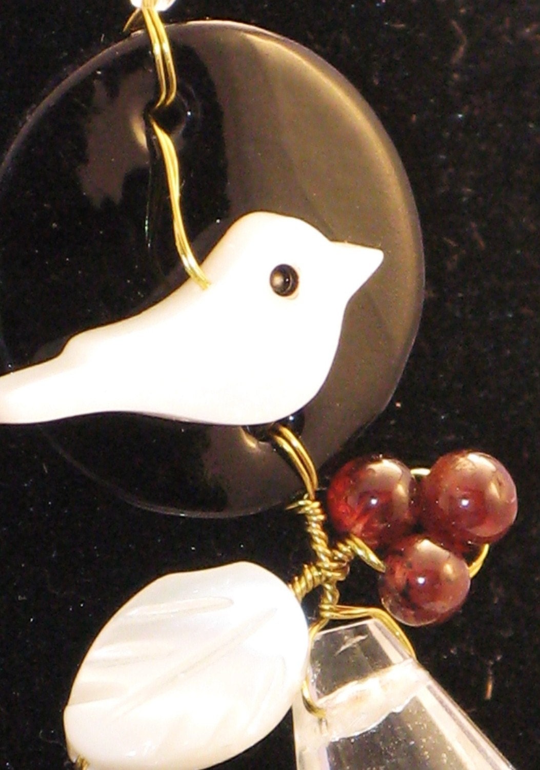 Bird and Berries dangle earrings - SALE
