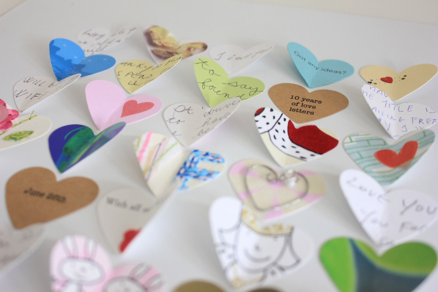 Personalized anniversary Gift or First anniversary paper gift - Anniversary Card - 3d framed hearts - Paper wedding hearts