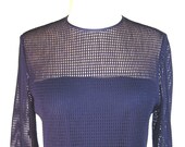Vintage 1970s Mod Blue Fishnet / Net /  Maxi Dress by NAT KAPLAN COUTURE Small