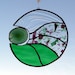 Stained Glass Panel with Green Agate, Clear, Red Geometric Suncatcher