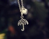 A Kiss in the Rain - Silver plated umbrella & heart necklace by benitablue