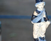 Vintage Dutch Boy Porcelain Figurine, Blue and White