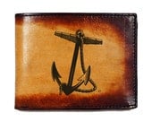 Slim Bi-Fold Leather Wallet - Anchor
