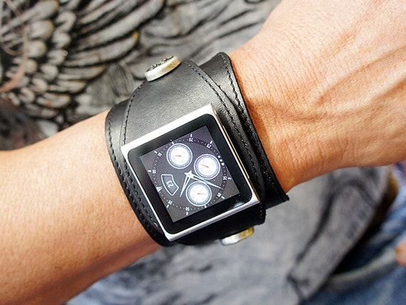 Ipod Nano Leather Watchband - Black