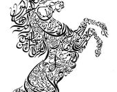 Arabic Calligraphy Print- Darwish's Horse