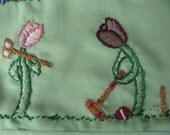 Tulips Playing Croquet - Embroidery Pattern and Coloring Page