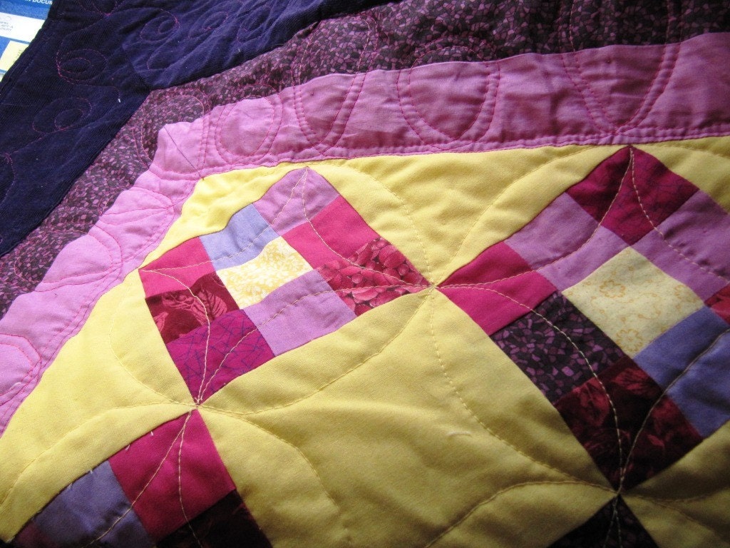 Pansy Quilt Pink Yellow and Purple