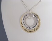 Family name necklace-hand stamped- personalized mothers necklace-childrens names-mommy jewelry