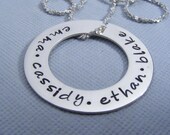 Personalized mothers/mommy "infinity necklace" hand stamped childrens name jewelry