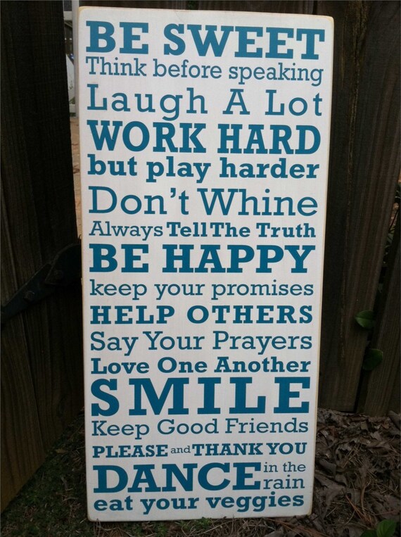 Family Rules of the House Subway Sign - Hand Painted and Distressed with vinyl lettering - 11'x24"