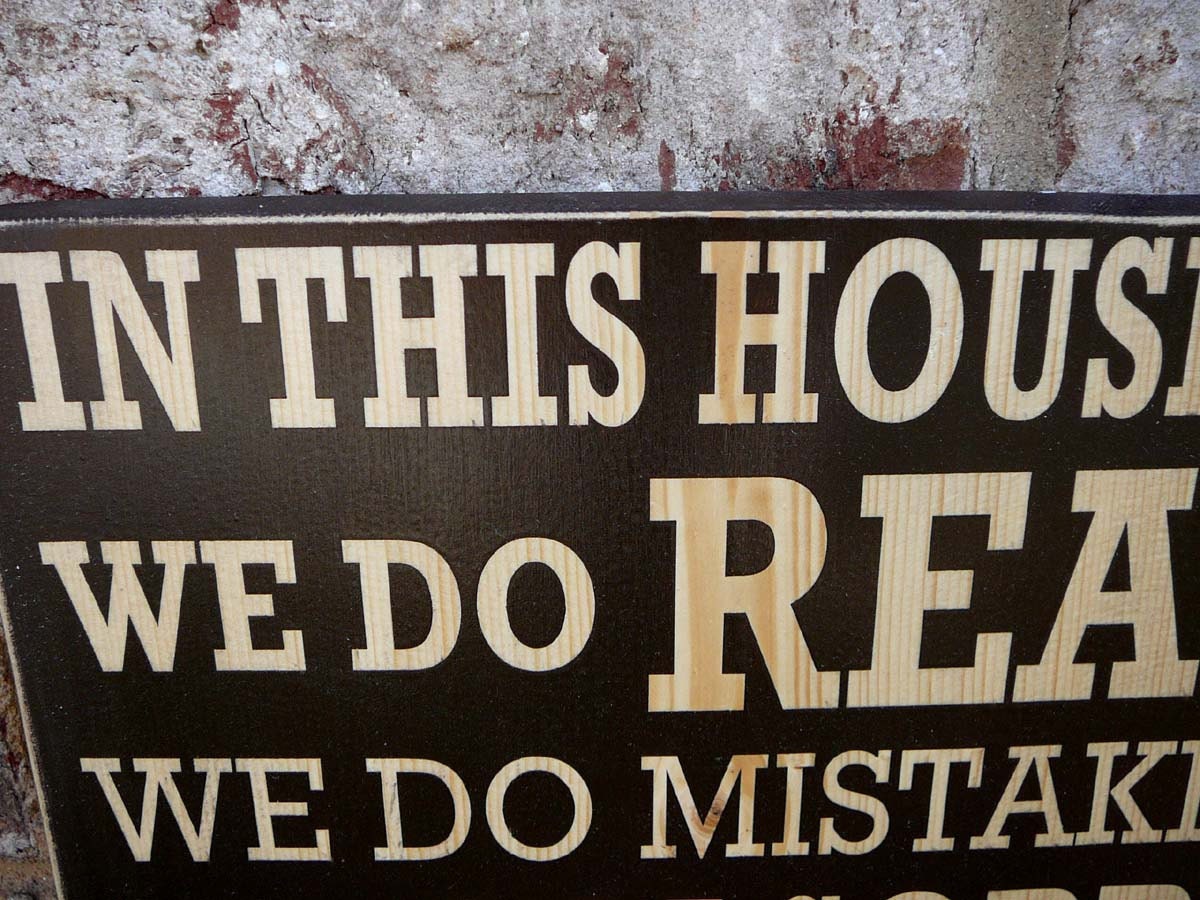 In This House Subway Sign 2'x3' - Hand Painted and Distressed