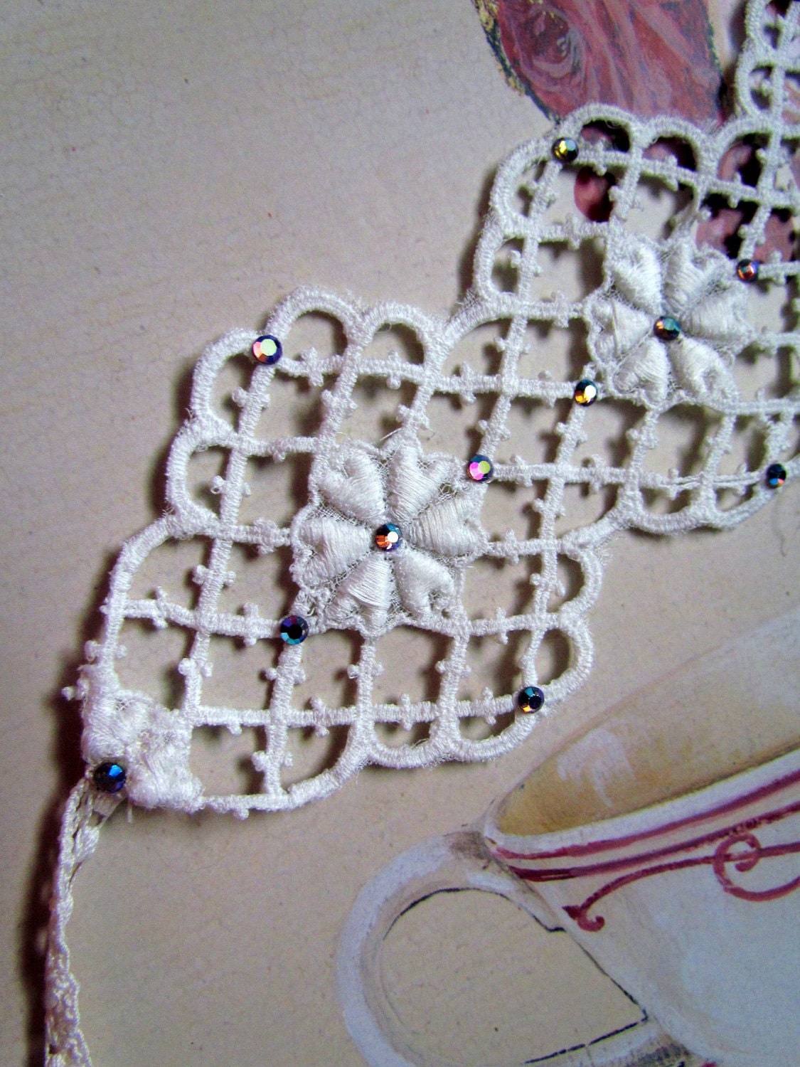 Bridal Hair Band - Vintage Lace Headband with Rhinestones