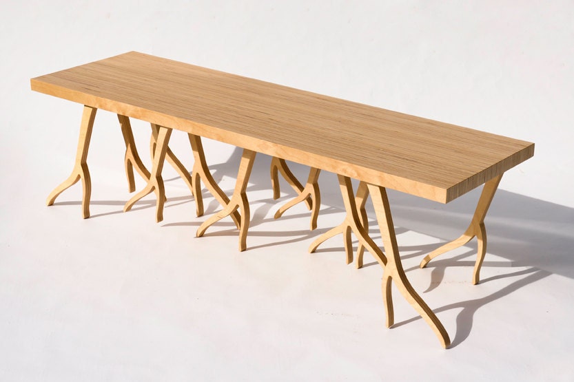 Modern Wood Bench - 'ROOTSY' series, contemporary design, nature inspired