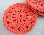 Decorative Coral Crochet  round Coasters Home decor table top beverage handmade  housewares set of 4 etsy