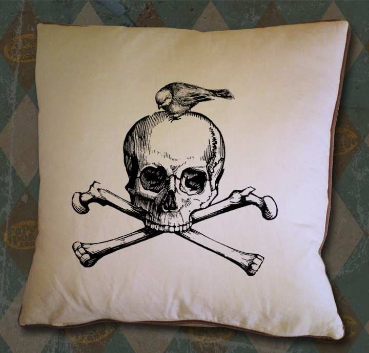 Bird on a Jolly Roger Skull and Bones Vintage Digital Image Transfer Download jpeg or png 300 dpi for Pillows Totes Bags Napkins Towels