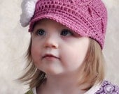 Pop-Out Zig Zag Brimmed Newsboy with Rose Crochet Hat Pattern (401)