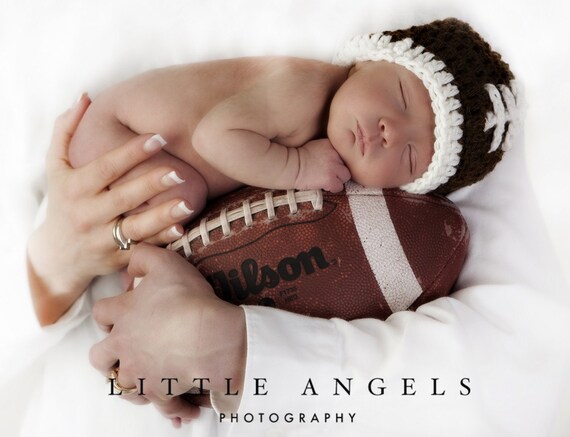Baby Boy Football Beanie Crochet Hat Pattern (459)
