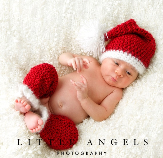 Santa's Hat and Leg Warmers Crochet Pattern (558)