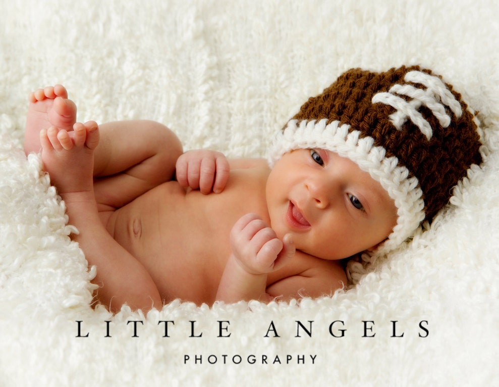 Baby Boy Football Beanie Crochet Hat Pattern (459)