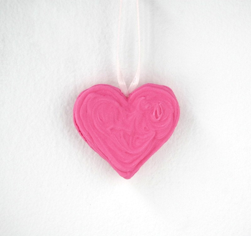 Heart Sugar Ornament Pink Hand Piped Hand Made Weddings Valentines Christmas Shabby Chic Hope Baby Girl Shower Love