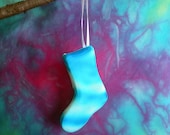 Stocking Ornament Colorful Blue White HAND PIPED UNIQUE Non Edible Sugar Craft  Air Brush Painted Christmas Gifts Holiday Decor Secret Santa