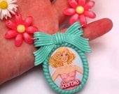 ON SALE - Barbie Bib Necklace with Pink Flowers