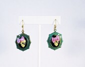 Cute Skull Cameo Earrings with Purple Bows
