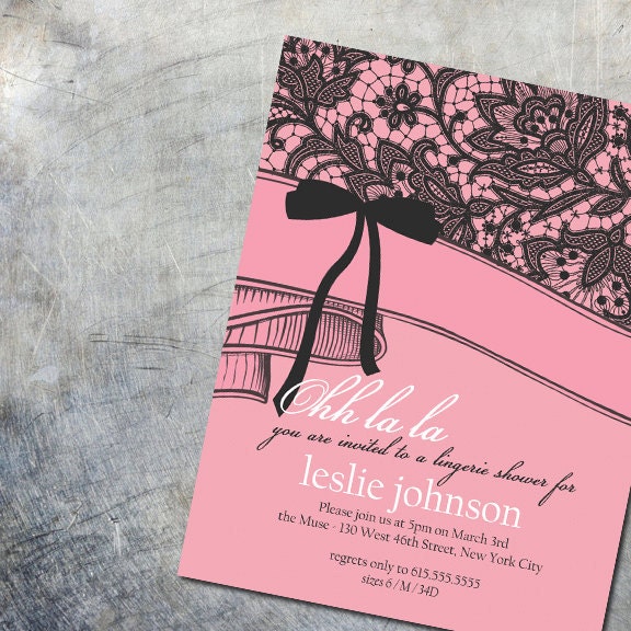 Bridal Shower Invitations - Love, Lace & Lingerie  (set of 20)