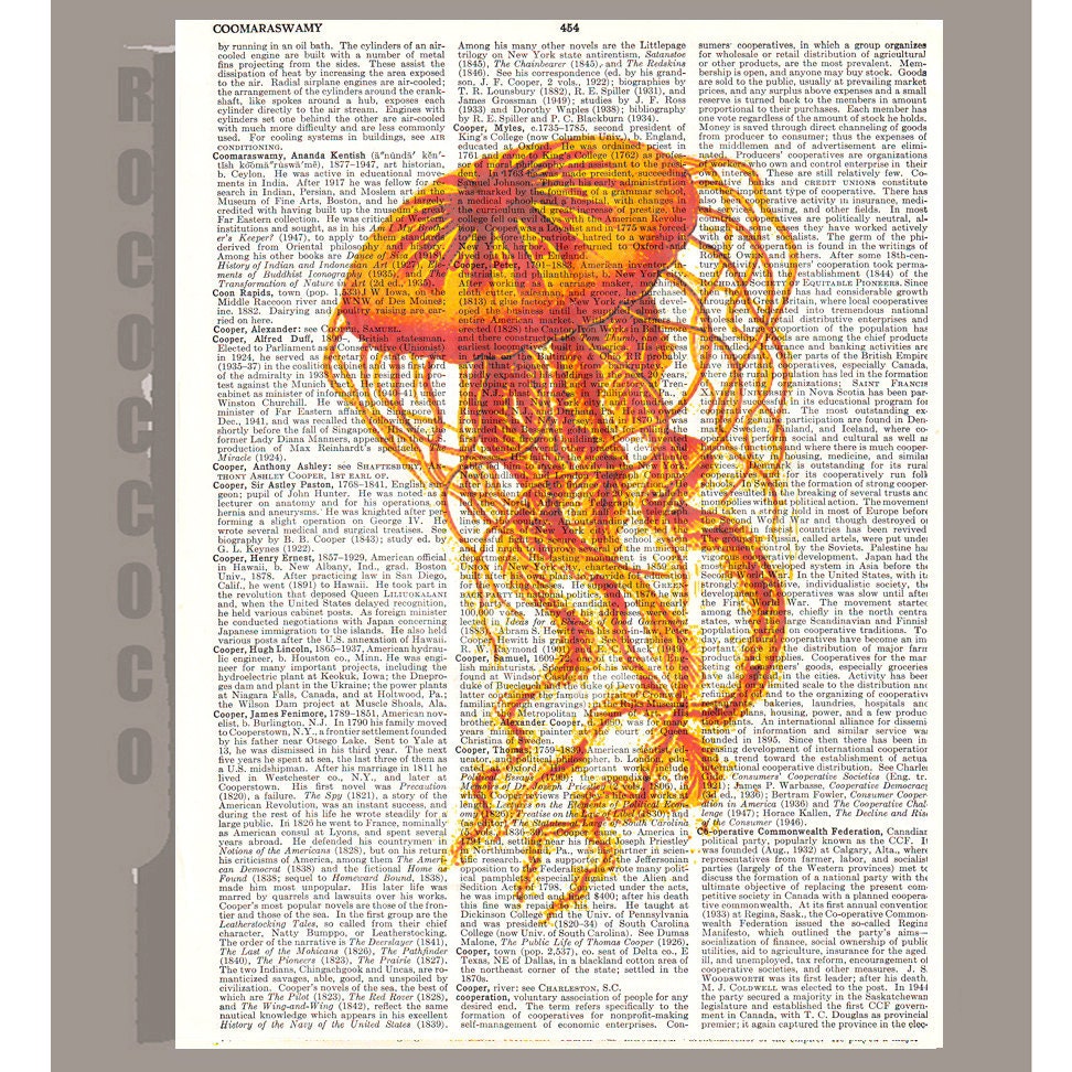 JELLYFISH3 -ARTWORK  printed on Repurposed Vintage Dictionary page 8 x 10 -Upcycled Book Print