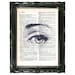 Beautiful EYE- ORIGINAL ARTWORK printed on Repurposed Vintage Dictionary page -Upcycled Book Print