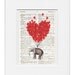 LOVE Carries All - ORIGINAL ARTWORK printed on Repurposed Vintage Dictionary page -Upcycled Book Print