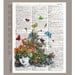 Girl with Butterflies and Flowers - ORIGINAL ARTWORK printed on Repurposed Vintage Dictionary page 8x10 -Upcycled Book Print