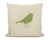 Personalized pillow cover, Custom pillow, 18x18 pillow cover - Apple green and natural pillow cover with any of our natural history prints