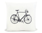 Personalized pillow case - Vintage bicycle print with your color print on your choice of fabric - 16x16 or 12x18 decorative pillow cover