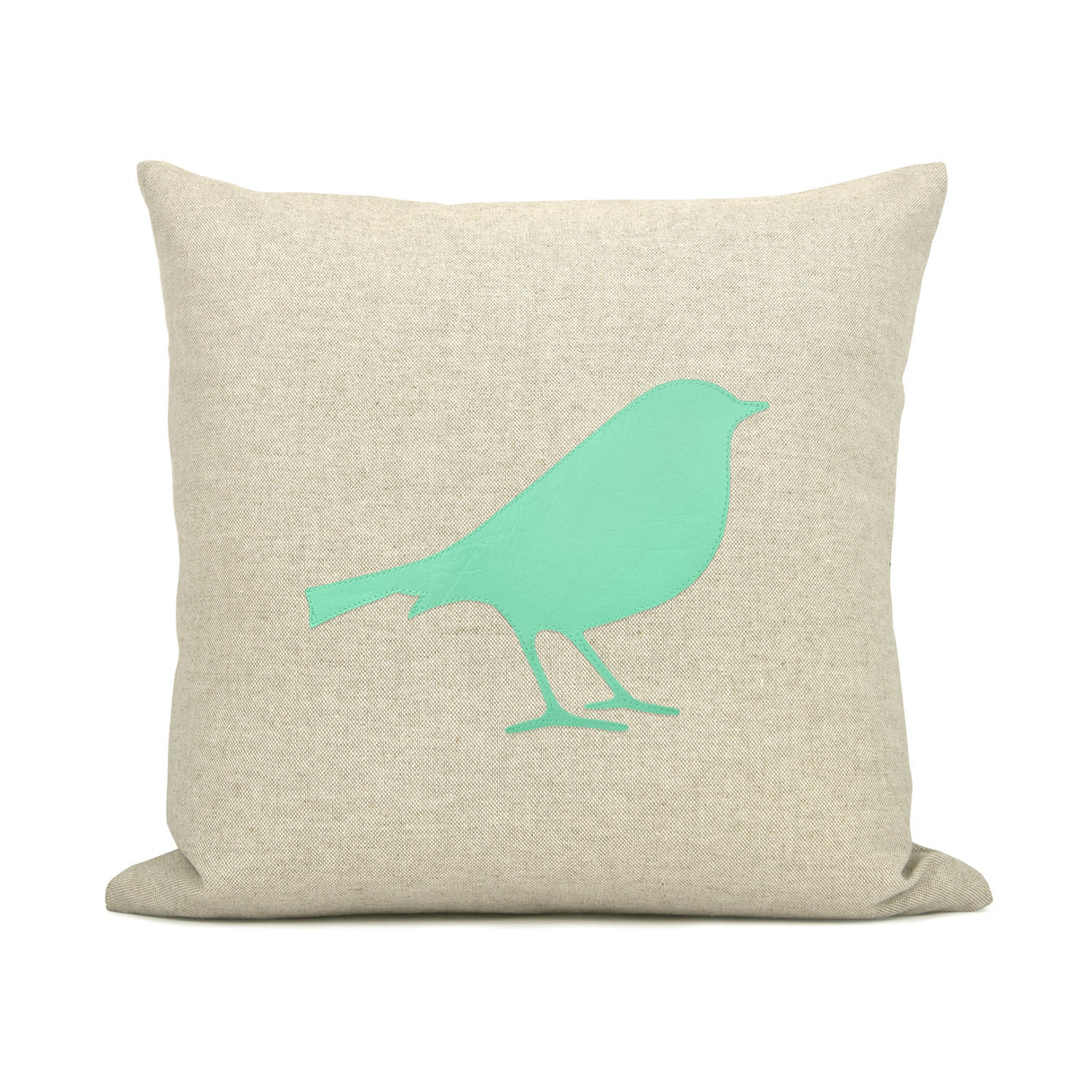 Personalized pillow case - Bird applique pillow cover with your choice of color and fabric - 12x18 or 16x16 decorative pillow cover