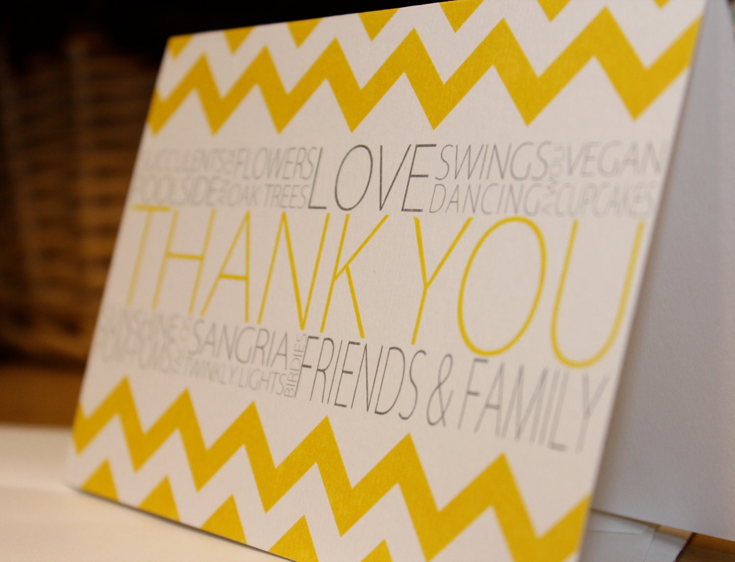 Chevron Stripes / Thank You Note Cards / Blank Inside