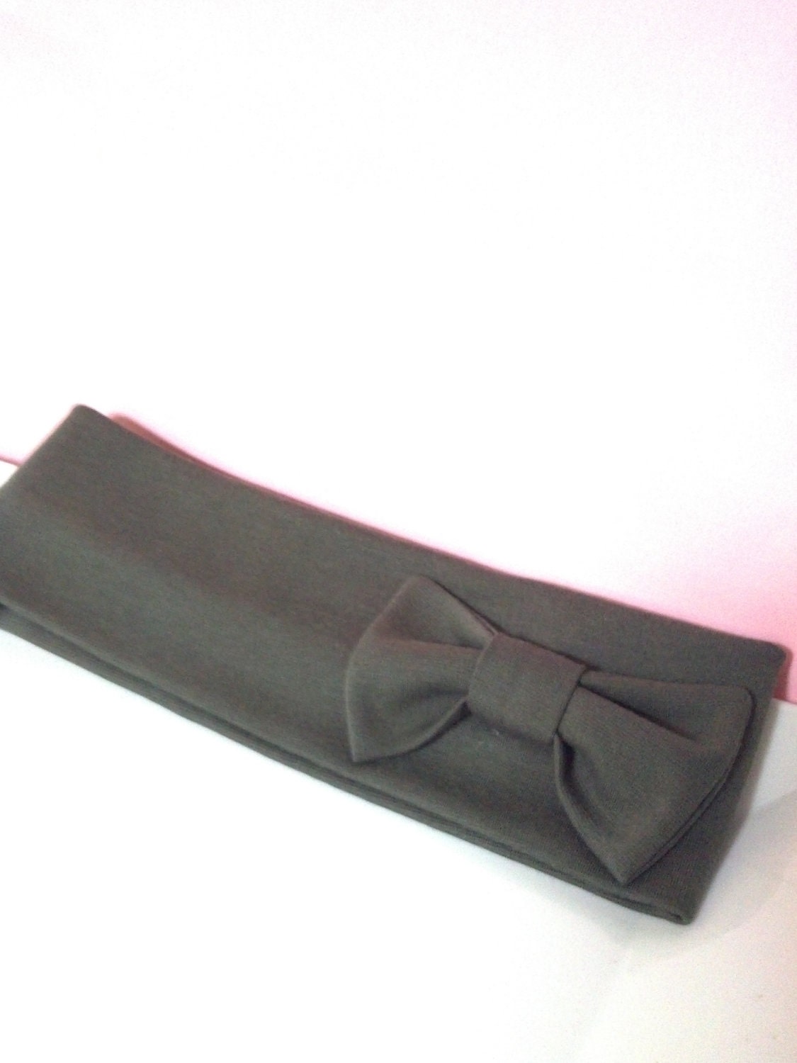 Natural Bamboo Headband with Bow in Olive