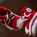 Unique baby boy gift - Red Converse Inspired Baby Booties for boys or punk baby girls, knitted