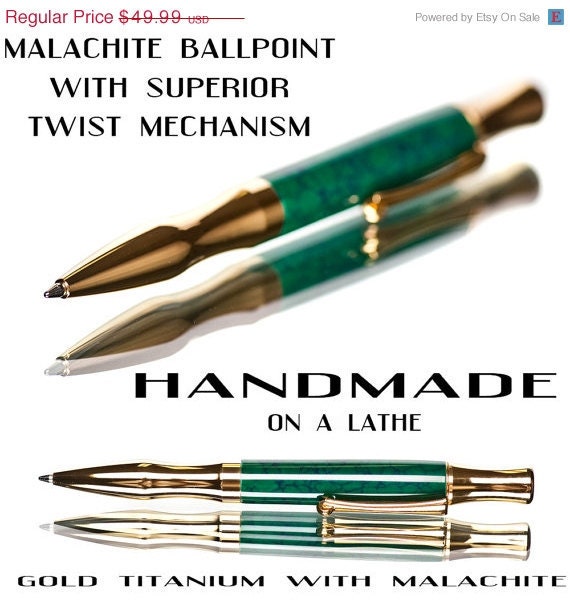 20% ALL PENS On SALE Now Malachite Ballpoint pen with superior twist mechanism polished to perfection