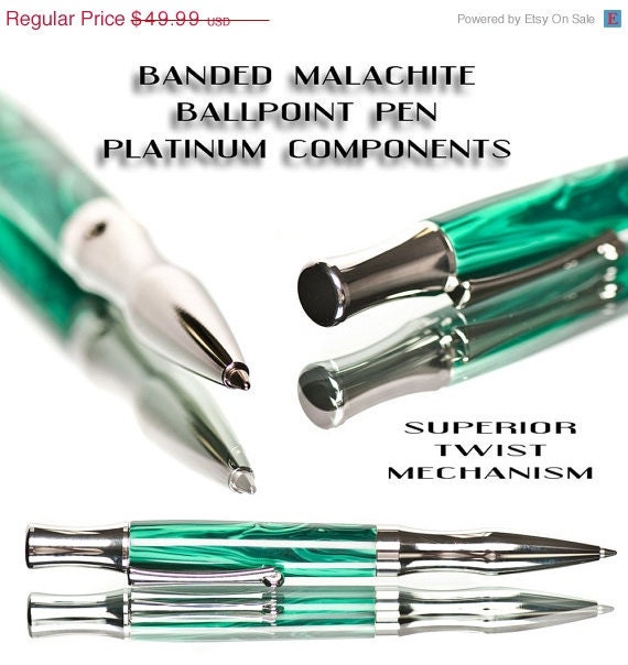 20% ALL PENS On SALE Now Ballpoint pen green malachite handcrafted writing instrument superior ball pont pen