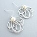 Feather Fan Earrings, Pearl Earrings Wedding Bride Bridesmaid Bridal