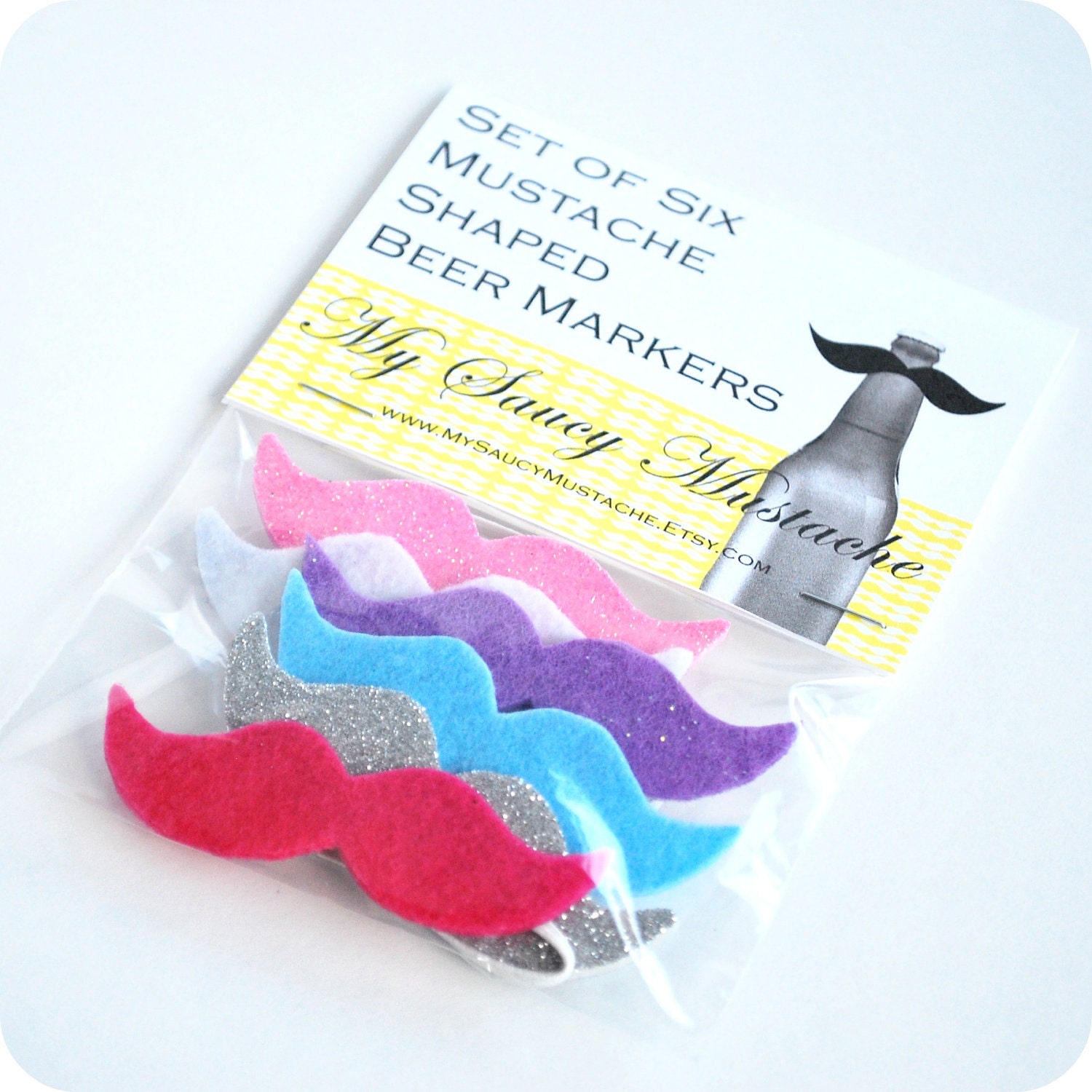 Mustache Shaped Beer Markers - Six Pack (Girl Party)