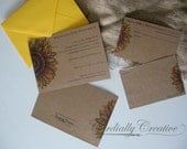SAMPLE Illustrated Sunflower Invitation for Bridal Shower, Wedding, Birthday or Party with Recipe Card and Yellow Envelope