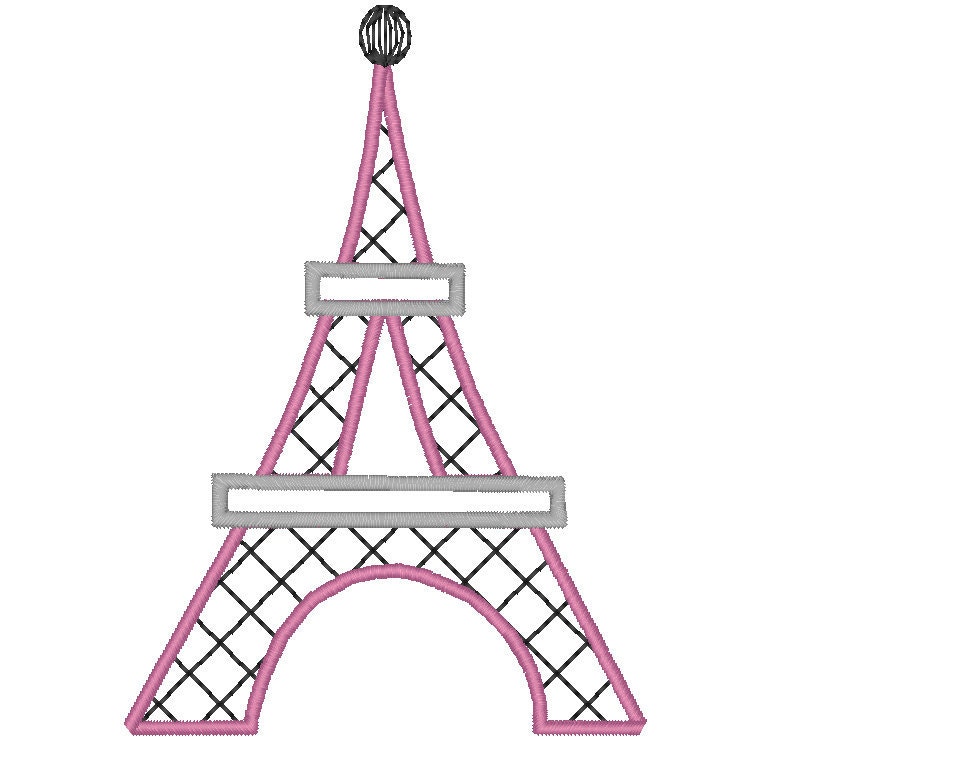 Eiffel tower- Paris - machine embroidery appliqué and filled design, pattern, file - for hoop 4x4, 5x7 and 6x10