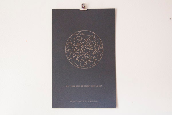 SALE Letterpress Constellations wall art print